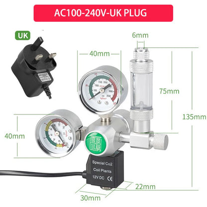 DIY Aquarium CO2 Regulator Magnetic Solenoid Kit Check Valve Fish Tank Accessories CO2 Control System Reactor Generator Set