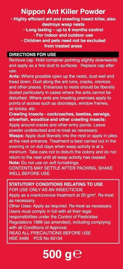Nippon Ant Control Powder 500G Ants Nest Stop Powder for Wasp Indoor & Outdoor