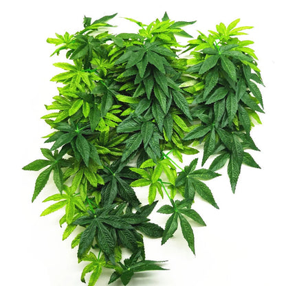 HOT SALE 30/40/50CM Aquarium Reptile Fish Tank Durable No-Fade Artificial Plastic Fake Hanging Leaves Plant Ornament with Sucker