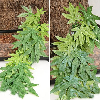 HOT SALE 30/40/50CM Aquarium Reptile Fish Tank Durable No-Fade Artificial Plastic Fake Hanging Leaves Plant Ornament with Sucker