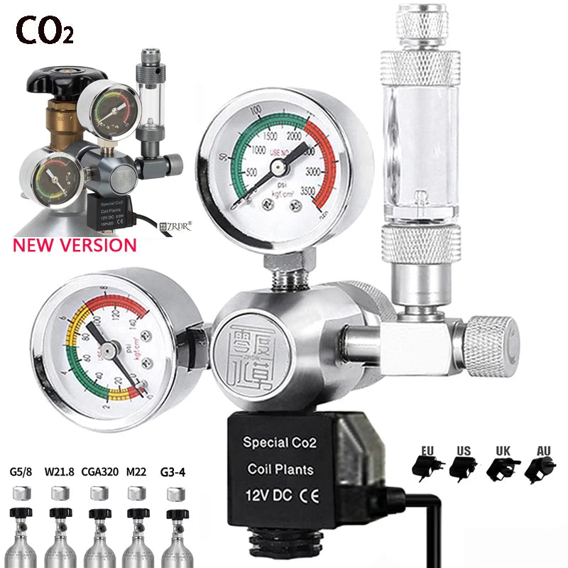 DIY Aquarium CO2 Regulator Magnetic Solenoid Kit Check Valve Fish Tank Accessories CO2 Control System Reactor Generator Set