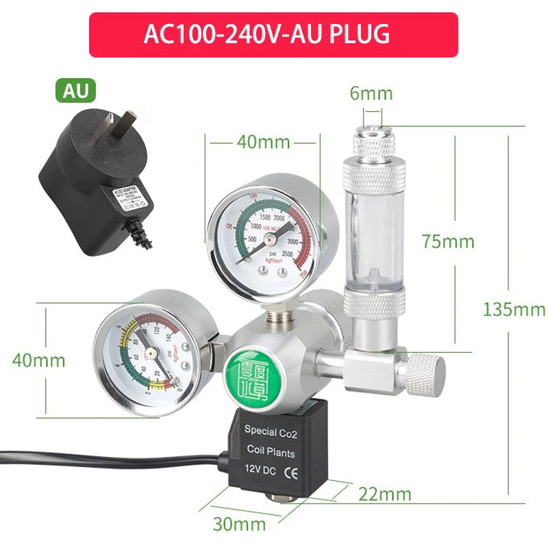 DIY Aquarium CO2 Regulator Magnetic Solenoid Kit Check Valve Fish Tank Accessories CO2 Control System Reactor Generator Set