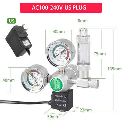 DIY Aquarium CO2 Regulator Magnetic Solenoid Kit Check Valve Fish Tank Accessories CO2 Control System Reactor Generator Set
